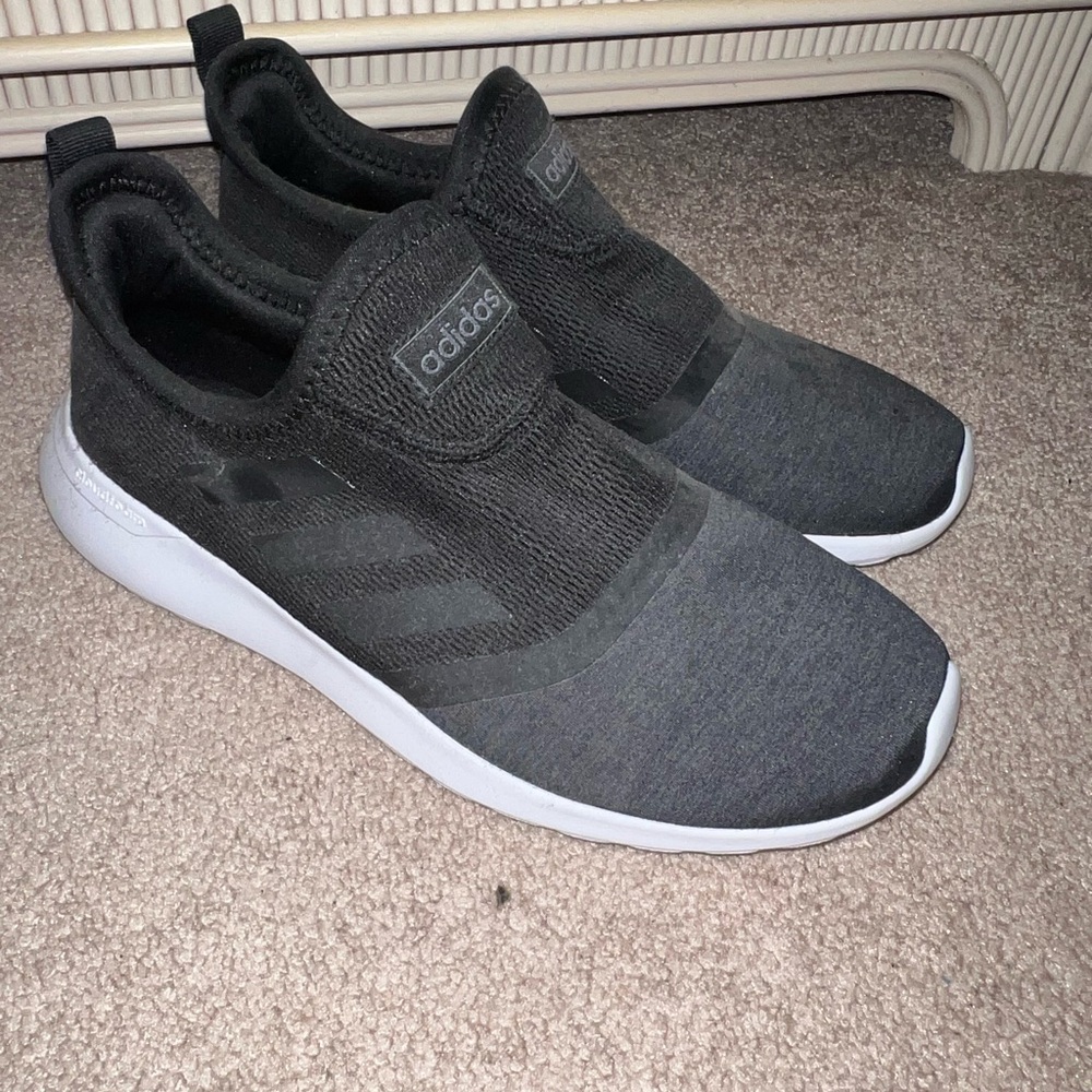 Adidas Women's Black and Gray Athletic Slip-Ons